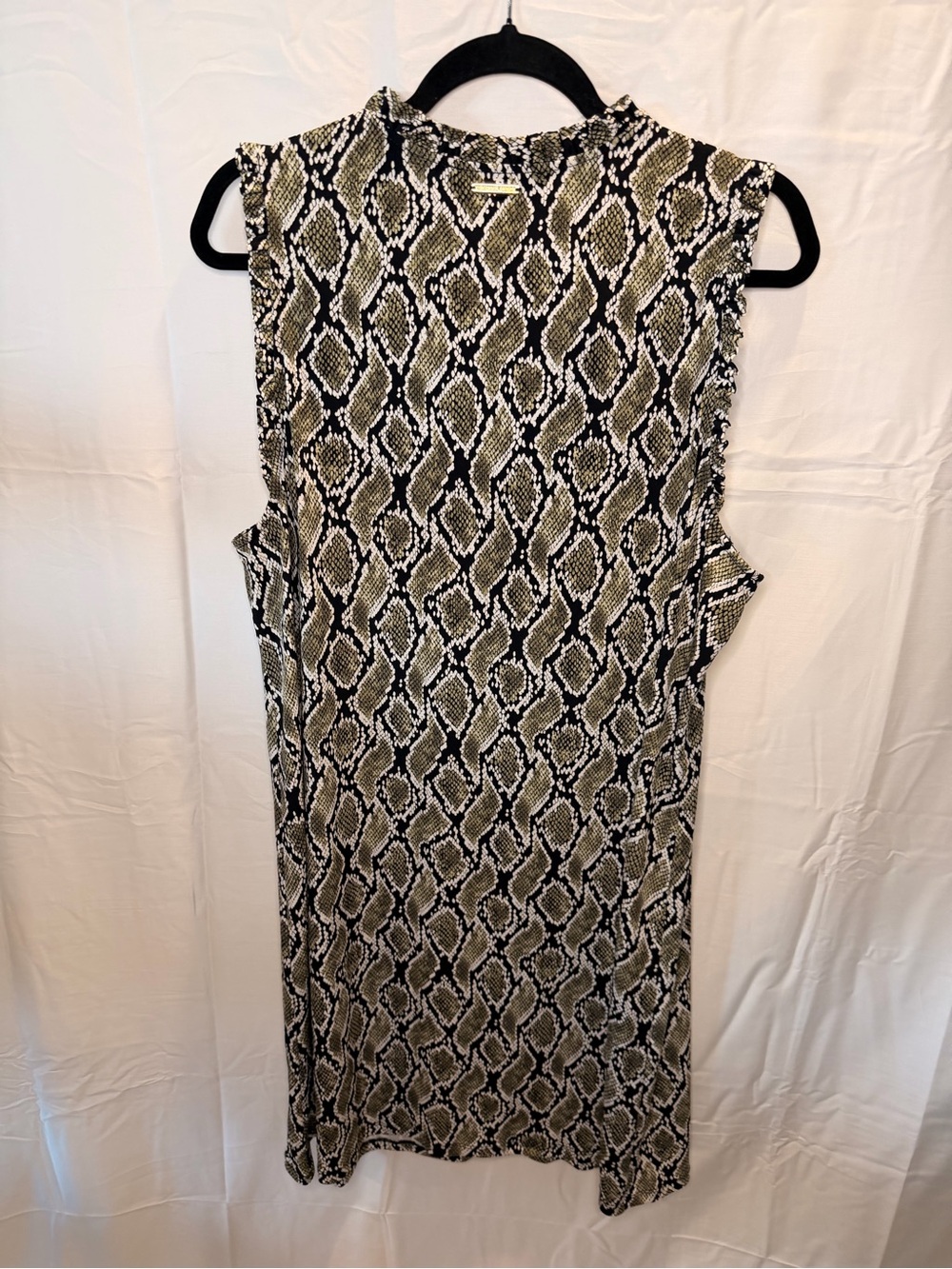Michael Kors Black and Tan Snake-Print Sleeveless Shift Mini Dress - Picture 6 of 7
